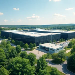 Amazon data center complex with green environment