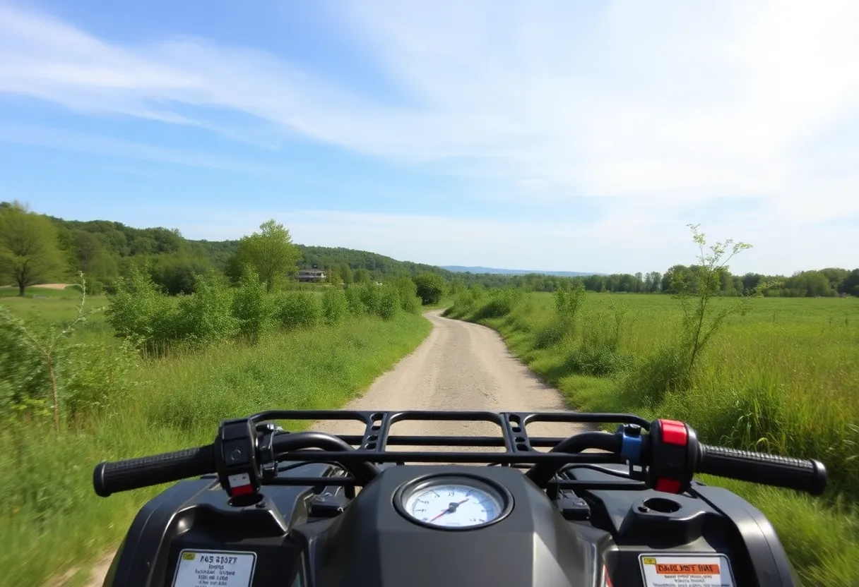 A scenic ATV trail surrounded by trees in Pennsylvania