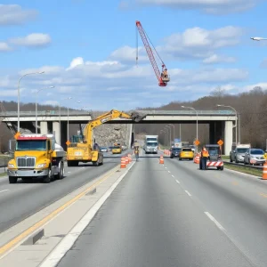 Construction site along I-90 in Erie County, Pennsylvania