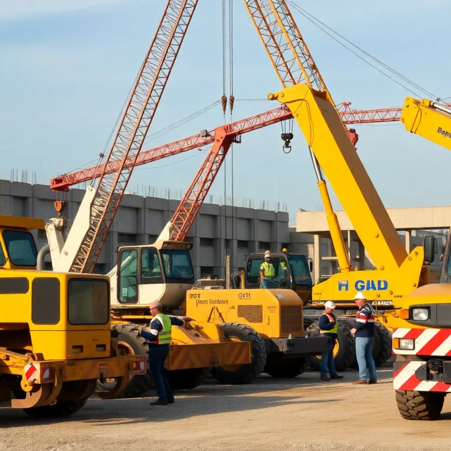 Construction site with rental equipment in use